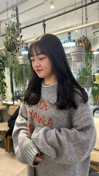 セミロング カラー じゅわっと暖色カラー 🍊Moemiのヘアスタイル