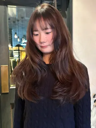 ロング カラー パーマ レイヤー/透明感/ ブリーチなし/わかなのヘアスタイル