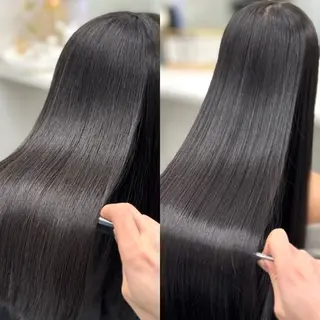 ロング パーマ ブリーチなし Ⅰ 髪質改善カラーのヘアスタイル