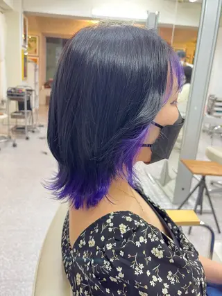 カラー エクステ ハイトーン 💭黒崎ハルカのヘアスタイル