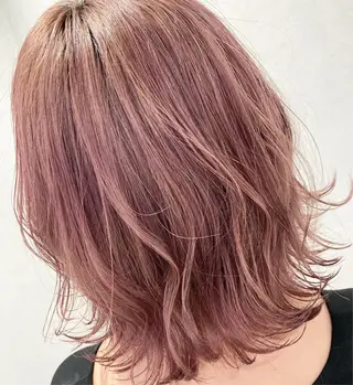 ミディアム ブリーチ毛縮毛矯正 👑山口のヘアスタイル