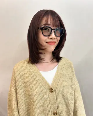 ミディアム カラー パーマ ボブ/透明感カラー 🧸YUI❤️のヘアスタイル