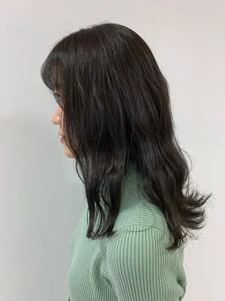 セミロング カラー 顔まわりカット✄ ベージュカラー🧸のヘアスタイル