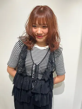 ミディアム カラー アイブロウリフト/ 髪質改善カラー/みわのヘアスタイル