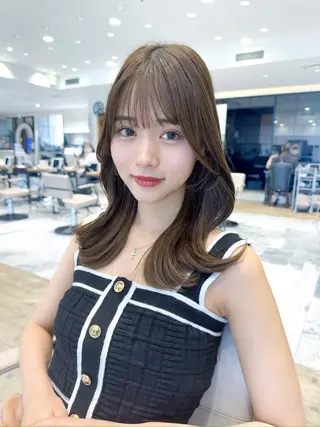 セミロング カラー 顔周り/くびれヘア 韓国ヘア💕風間るなのヘアスタイル