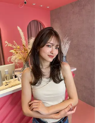 セミロング カラー 山崎/ボブ縮毛矯正 レイヤー髪質改善のヘアスタイル