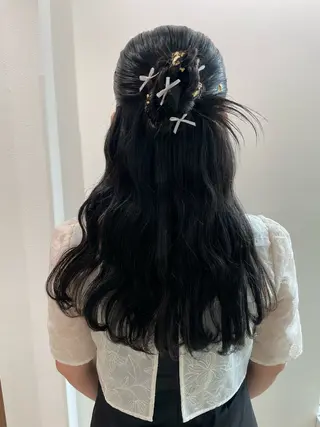 セミロング ヘアアレンジ 福島成美/髪質改善 縮毛矯正/カラーのヘアスタイル