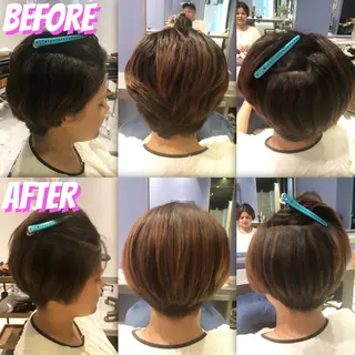 ショート パーマ ブリーチ縮毛矯正/ デサキ ショウヘイのヘアスタイル