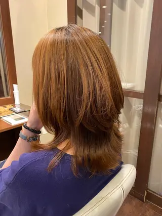 ミディアム 艶ｶﾗｰ｜ｽﾄﾚｰﾄ 🍟yuki🍟のヘアスタイル