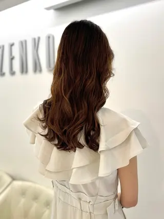 ロング パーマ デジタルパーマ/ コテ巻き風パーマのヘアスタイル