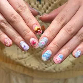 ネイル レイヤー/手書きネイ ルCOCORO 🎀のネイルデザイン