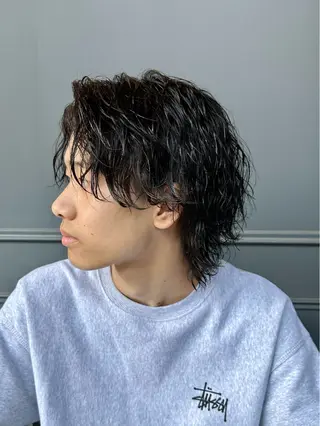 ミディアム カラー パーマ メンズ 平内 賢人のヘアスタイル