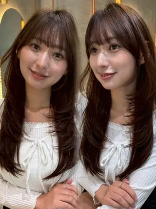 ロング Lond Cheri所属・HINA 仙台/ ワンカラー/縮毛矯正のヘアスタイル