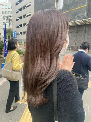 セミロング カラー 韓国ヘア顔周りカット 艶髪ベージュtamaのヘアスタイル