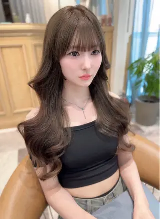 セミロング カラー 木屋元一/透明感 /前髪/韓国ヘアのヘアスタイル