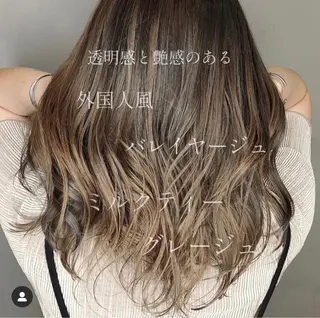 ロング カラー Blue高槻所属・ハイライト 透明感カラー松本のヘアスタイル