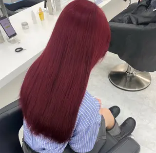 ロング 韓国ヘア/ブリーチ無 しWカラー/オリーブのヘアスタイル