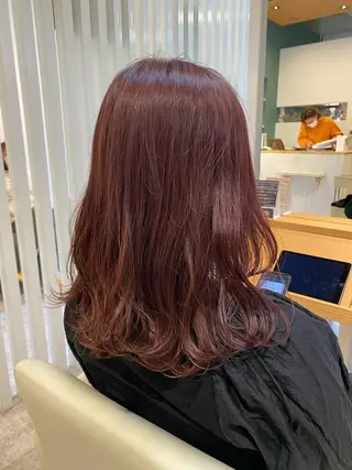 ミディアム カラー ブリーチなしWカラー /酸性ストレート河本のヘアスタイル