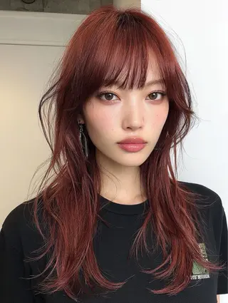 カラー RIN パーマ/暖色カラーのヘアスタイル