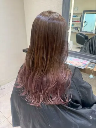 セミロング カラー 暖色カラー💞🎀 ゆいのヘアスタイル