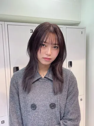 セミロング カラー yu-kaハッシュ カット/韓国レイヤーのヘアスタイル