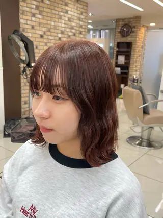 ミディアム カラー 羽エクステ/シール エクステ/横浜駅5分のヘアスタイル