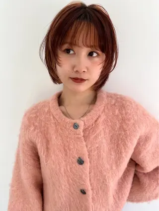 ショート カラー ボブ/巻ける縮毛矯正 /韓国レイヤーはなのヘアスタイル