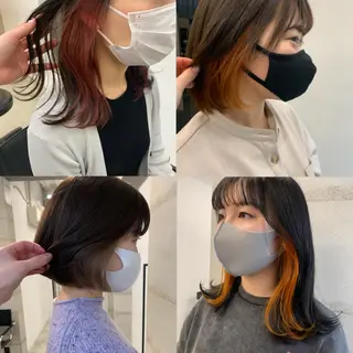 ミディアム カラー 透明感/オリーブ/ グレージュ/YUKAのヘアスタイル