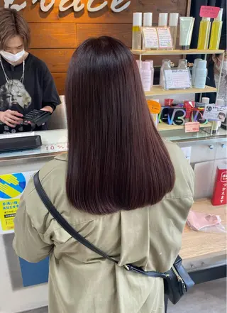 セミロング カラー パーマ ヘアアレンジ ネイル マツエク・マツパ インナー×縮毛矯正 ピンクカラー澤井里菜のヘアスタイル