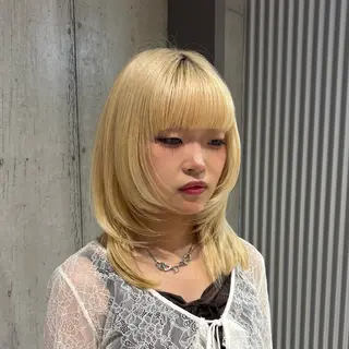 ミディアム 🍎ダブルカラー/ ショートボブ🍎リオのヘアスタイル