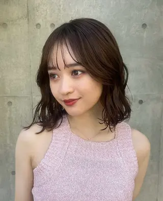 ミディアム カラー レイヤー/ボブ/透明 感カラー/佐藤奈由のヘアスタイル