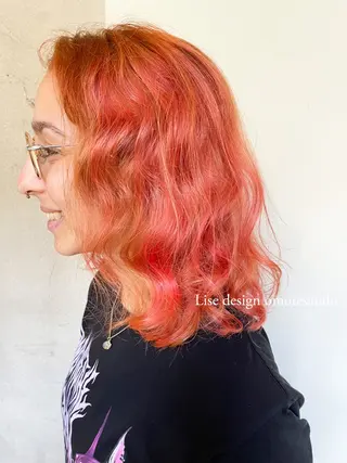 ミディアム カラー パーマ ヘアアレンジ メンズ 表参道Lise おおいしおりのヘアスタイル