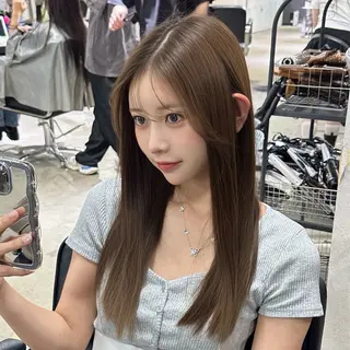 セミロング カラー パーマ 髪質改善/レイヤー ダブルカラー塚本耀のヘアスタイル