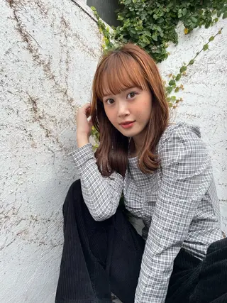 セミロング ♥️透明感×抜け感 ベージュ/佑珠♥️のヘアスタイル