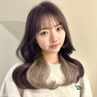 セミロング 🌹ハッシュカット、 レイヤー韓国ヘア🌹のヘアスタイル