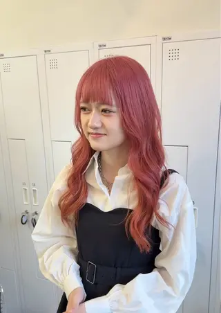 ロング カラー クロスパーマ× 透明感カラー✂︎のヘアスタイル