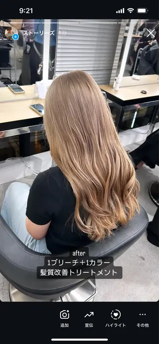 ロング 艶感ミルクティー🤍 色落ち綺麗🤍ともやのヘアスタイル