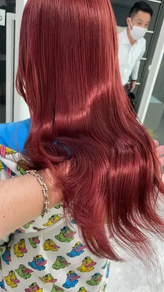 セミロング カラー ヘアアレンジ 顔まわりカット の達人のヘアスタイル