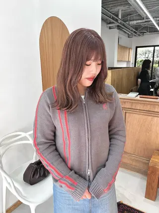 ミディアム カラー ヘアアレンジ esu西梅田所属・ena/ブリーチなし 透明感・レイヤー🎀のヘアスタイル