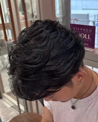 パーマ メンズ フェザーの鬼 🇰🇷yutoのヘアスタイル