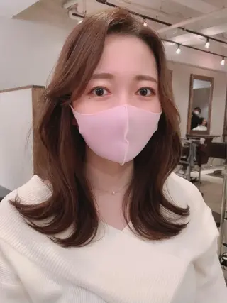 ミディアム カラー 透明感/オリーブ/ グレージュ/YUKAのヘアスタイル