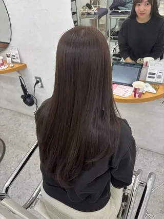 セミロング リン🔔ボブ cut ベージュカラー🤎のヘアスタイル