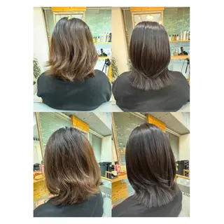 ミディアム レイヤーカット・ 縮毛矯正 星野のヘアスタイル