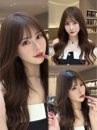 ロング としき/韓国/透明 感カラー/レイヤーのヘアスタイル