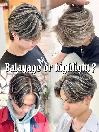 ミディアム カラー メンズ Mirareee tokyo所属・バレイヤージュ/ シャドウルーツ/安室のヘアスタイル