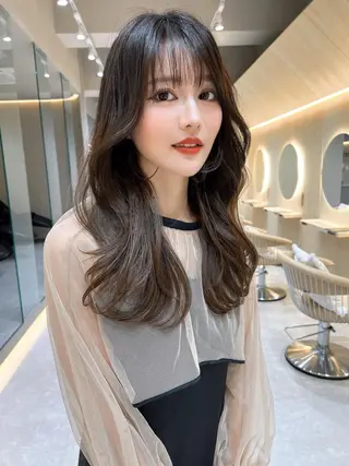 ロング カラー レイヤーカット/ 顔周り 五島巨幹のヘアスタイル