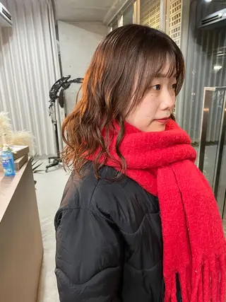 ミディアム カラー パーマ 表参道/髪質改善・ 透明感 colorのヘアスタイル