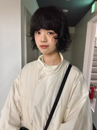 ショート カラー パーマ ボブ/レイヤー/ケア パーマ/リュウタのヘアスタイル