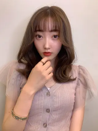 ミディアム カラー 透明感/オリーブ/ グレージュ/YUKAのヘアスタイル