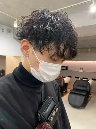 パーマ メンズ ボブパーマコテ巻き風 パーマNo1深江秀平のヘアスタイル